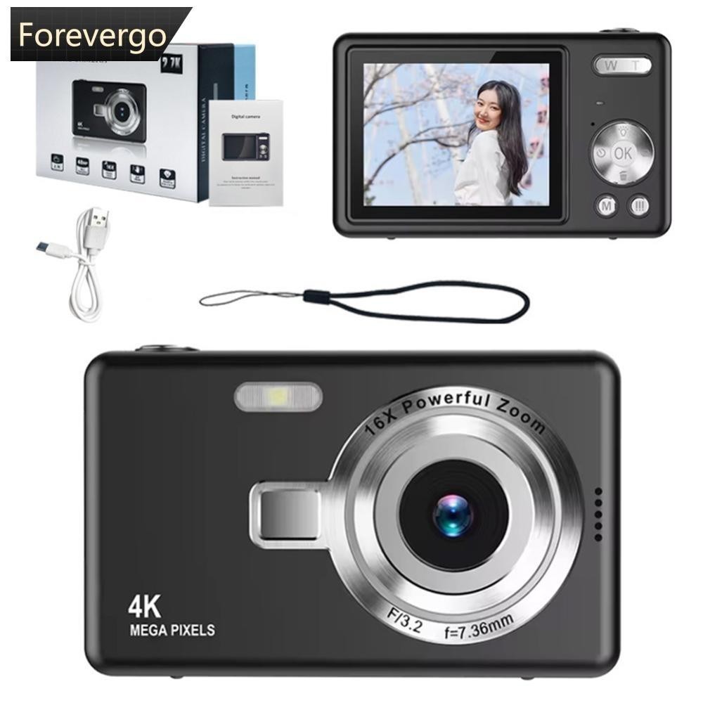 FOREVERGO 4K HD 1080P Câmera Digital Anti-Vibração Autofoco Vlogging 96MP Portátil Zoom 16X Para Crianças Adultos Inicia em Oferta na Shopee
