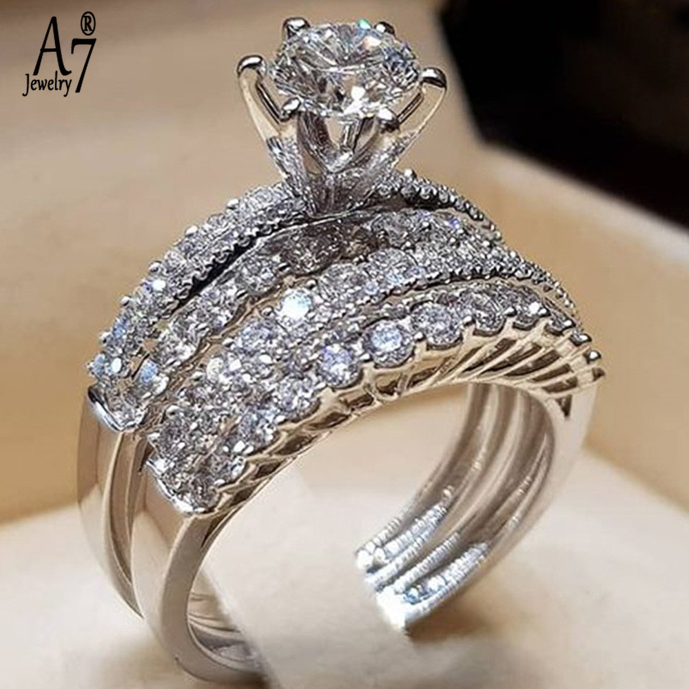 Anel De Moissanite Oco De Camada Dupla Em Prata 925 CSX214