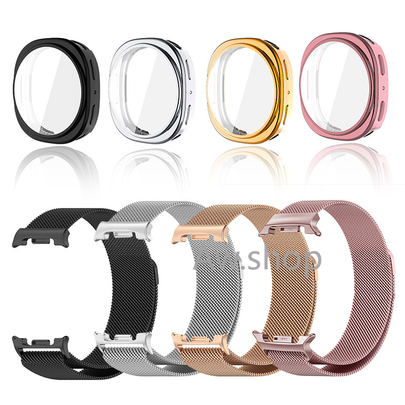 Pulseira De Metal Para Samsung Galaxy Watch 8 40mm 44mm Banda Clássica Com Protetor De Caso Substituição De Laço Magnéti