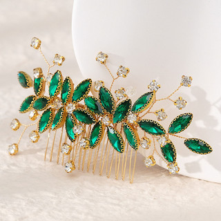 Jóias De Cabelo Casamento Nupcial Pente Artesanal Cocar Liga De Cristal Verde Hedwear Para Festival Festa De Decoração D