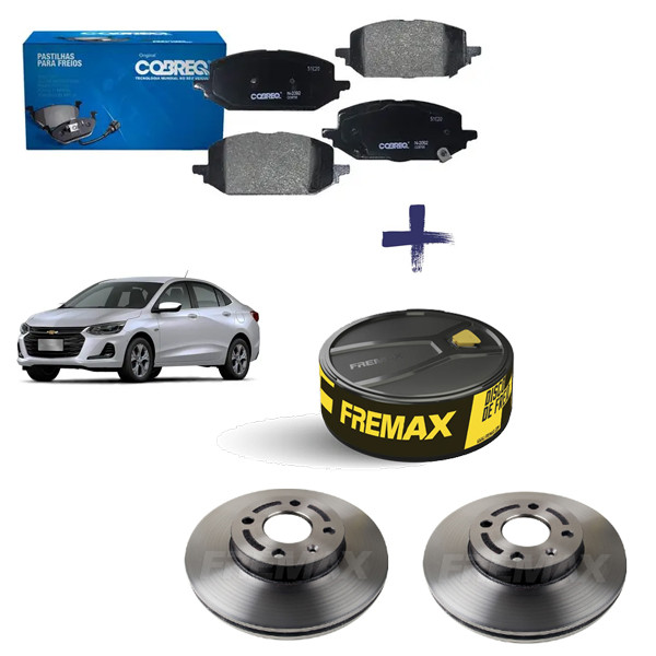 Kit Disco Freio Ventilado + Jogo Pastilha Freio Onix  2019 ate 2025  FREMAX / COBREQ em Oferta na Shopee
