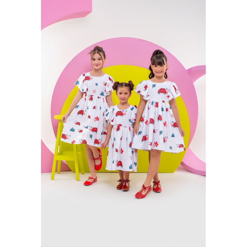 Vestido Infantil Menina Verão Soltinho e Rodado Joaninha