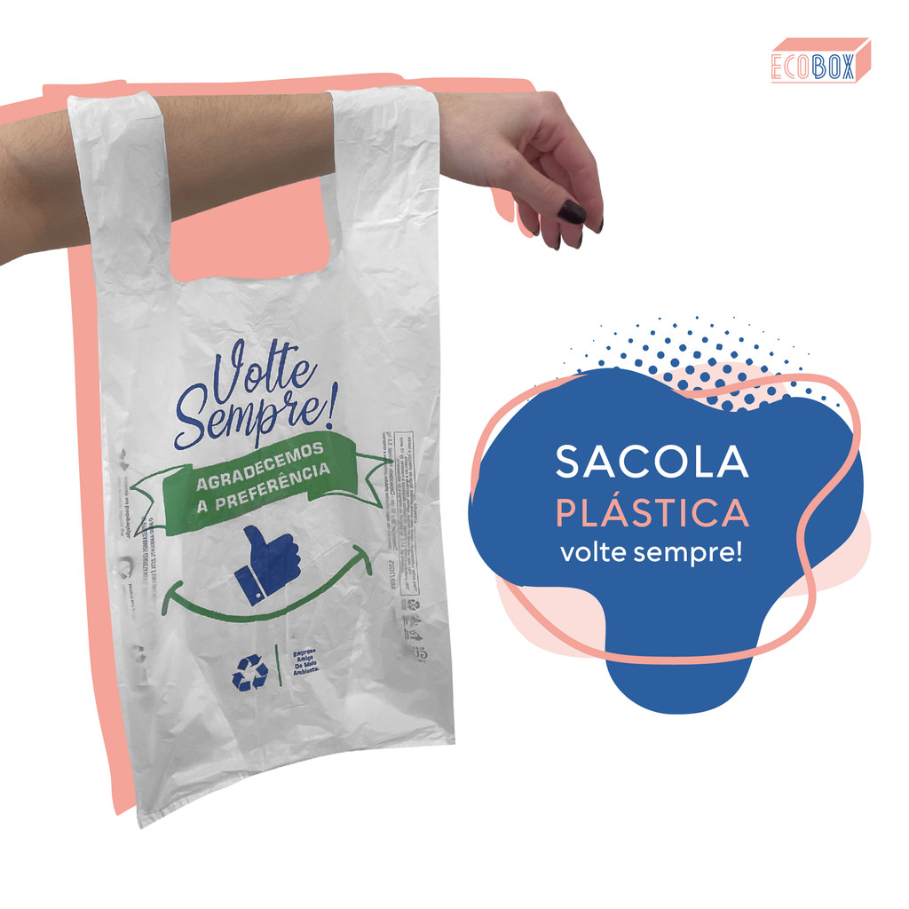 Sacola Plástica Reforçada Mercado Comércio Delivery Branca Lisa ou Volte Sempre em Oferta na Shopee