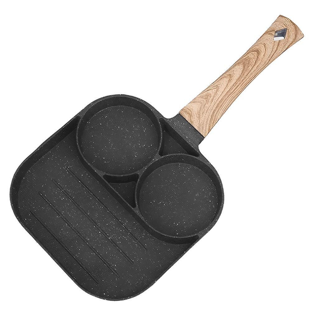 Frigideira 3 Em 1 De Alumínio Antiaderente Sem Uso De óleo Multiuso Ovo Hamburguer Bacon - Preto em Oferta na Shopee