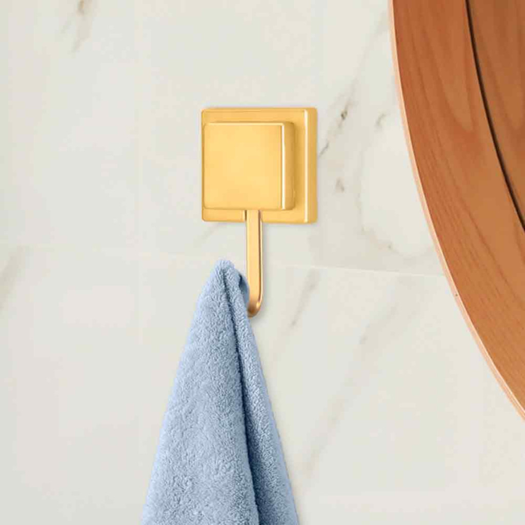 Kit Gancho Porta Toalha e Lixeira Escritorio Branco Dourado