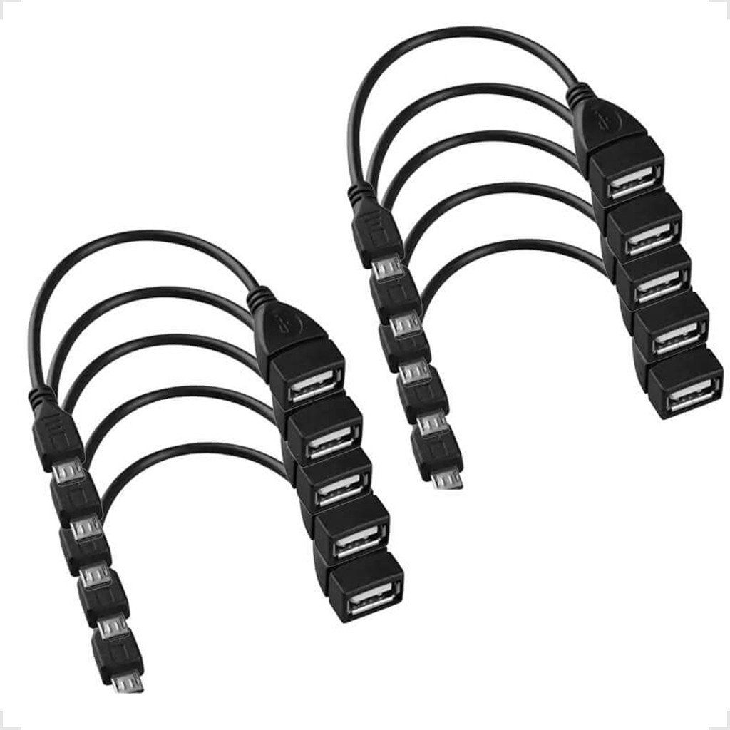Kit Com 10 Cabo Adaptador Otg Usb V8 Fêmea Micro Usb Cabo Adaptador Otg Usb V8 Fêmea Micro Usb Macho