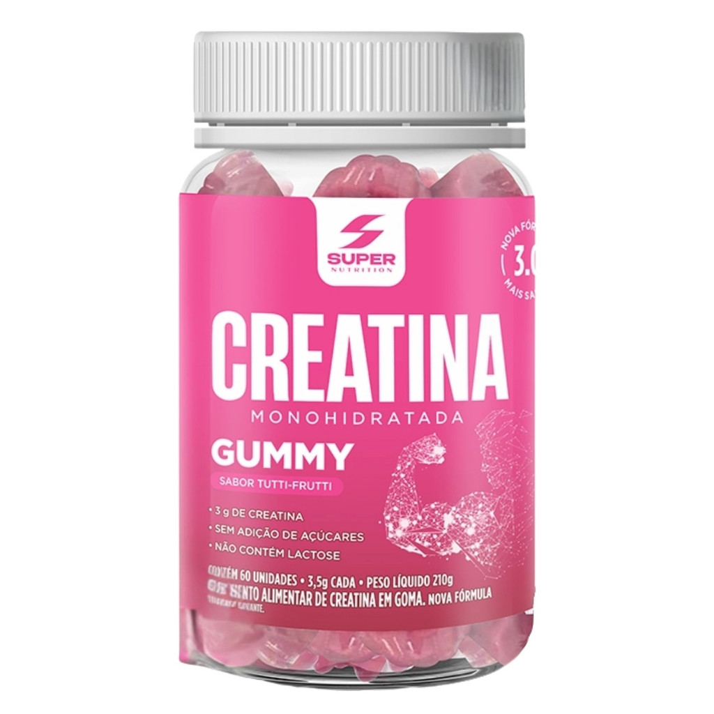 Creatina Supergummy Pote Com 60 Unidades Super Nutrition Tutti Fruit em Oferta na Shopee
