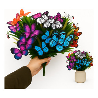 Buquê Borboletas Colorida 40cm Floral Artificial Decoração em Oferta na Shopee