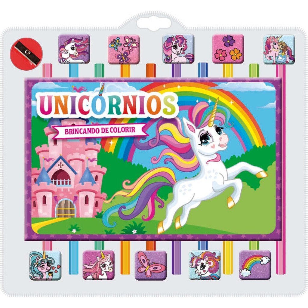 Unicórnios Brincando de Colorir 01 em Oferta na Shopee