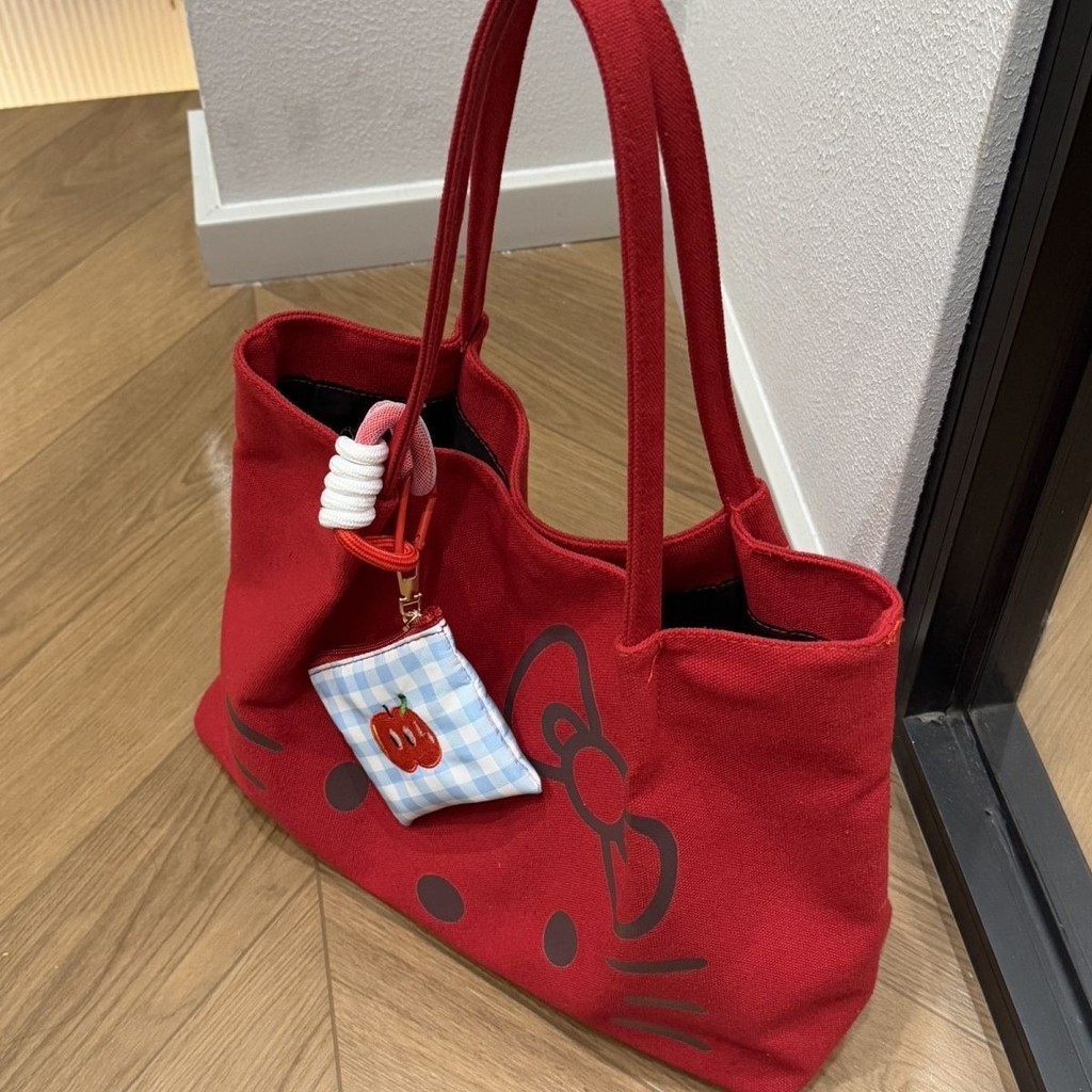Um ombro grande capacidade HelloKitty estudante mensageiro Commuter saco ins bonito saco de lona novo estilo Tote portát