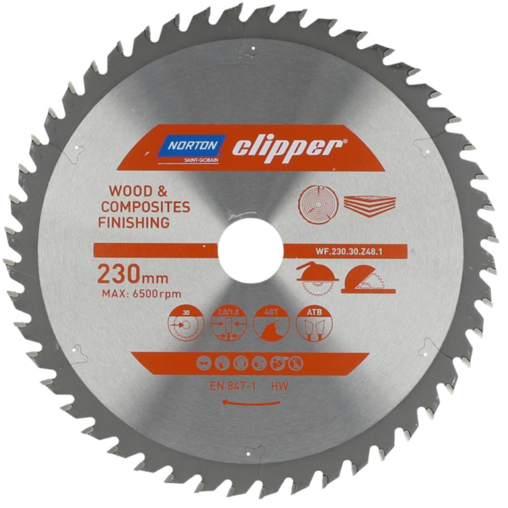 Disco de serra para madeira 230 x 30 mm 48 dentes - Norton - Home & Living
