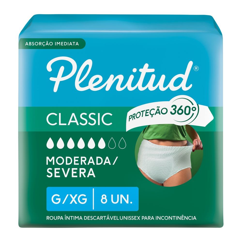 Roupa Íntima Plenitud Classic Tamanho G/XG 8 Unidades - Health