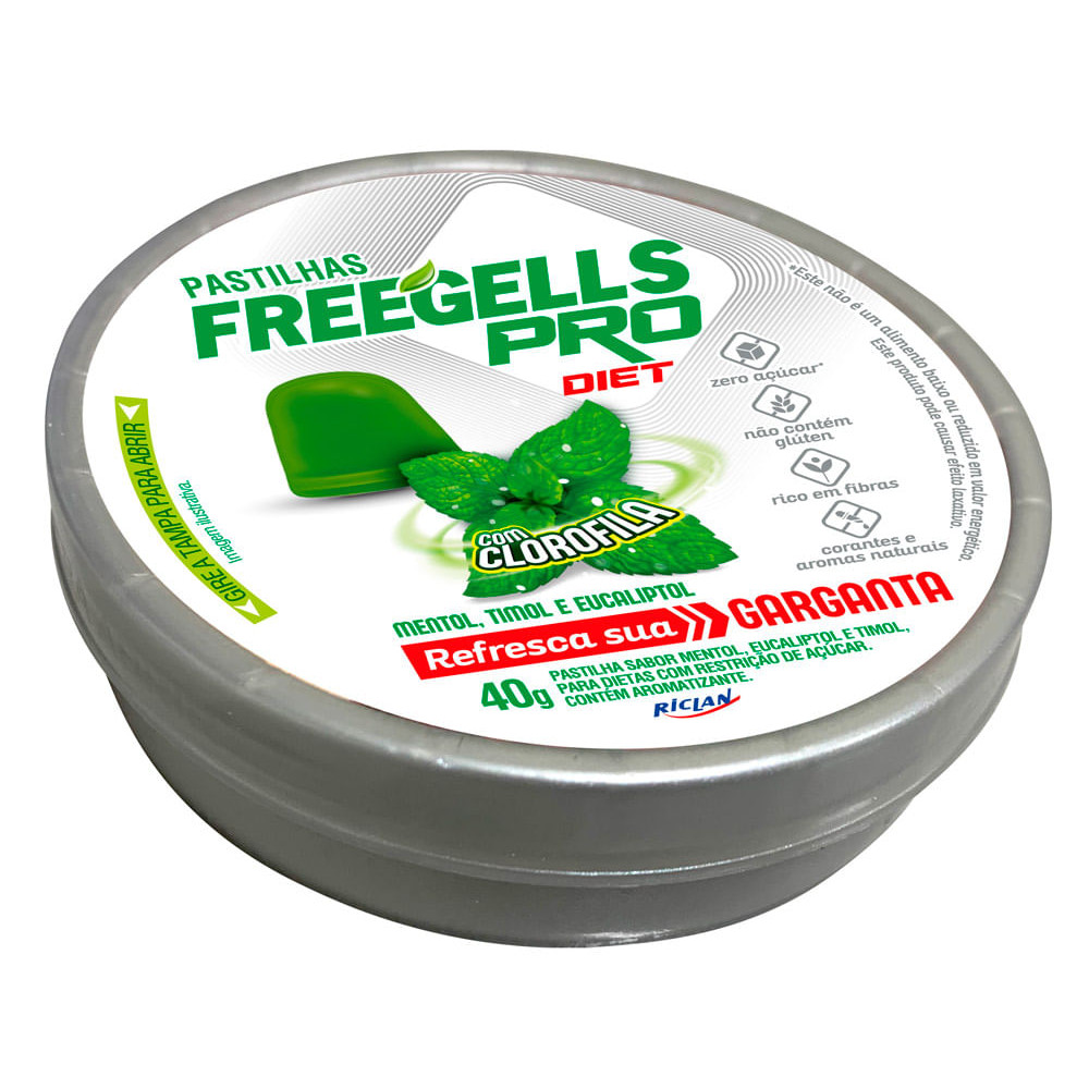 Pastilha Freegells Pro Diet Mentol, Timol e Eucaliptol com Clorofila 40g - Food & Beverages