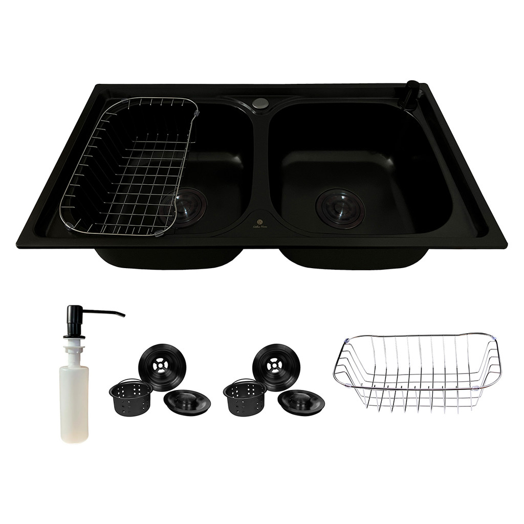 Cuba Dupla Gourmet Cozinha Aço Inox 304 Preta 78x43cm em Oferta na Shopee