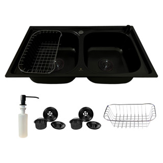 Cuba Dupla Gourmet Cozinha Aço Inox 304 Preta 78x43cm em Oferta na Shopee