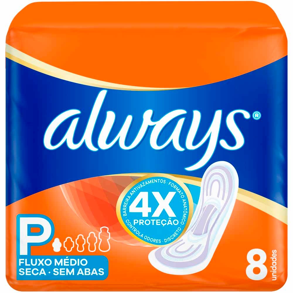 Absorvente Always Seca Tamanho P Sem Abas 8 Unidades - Health
