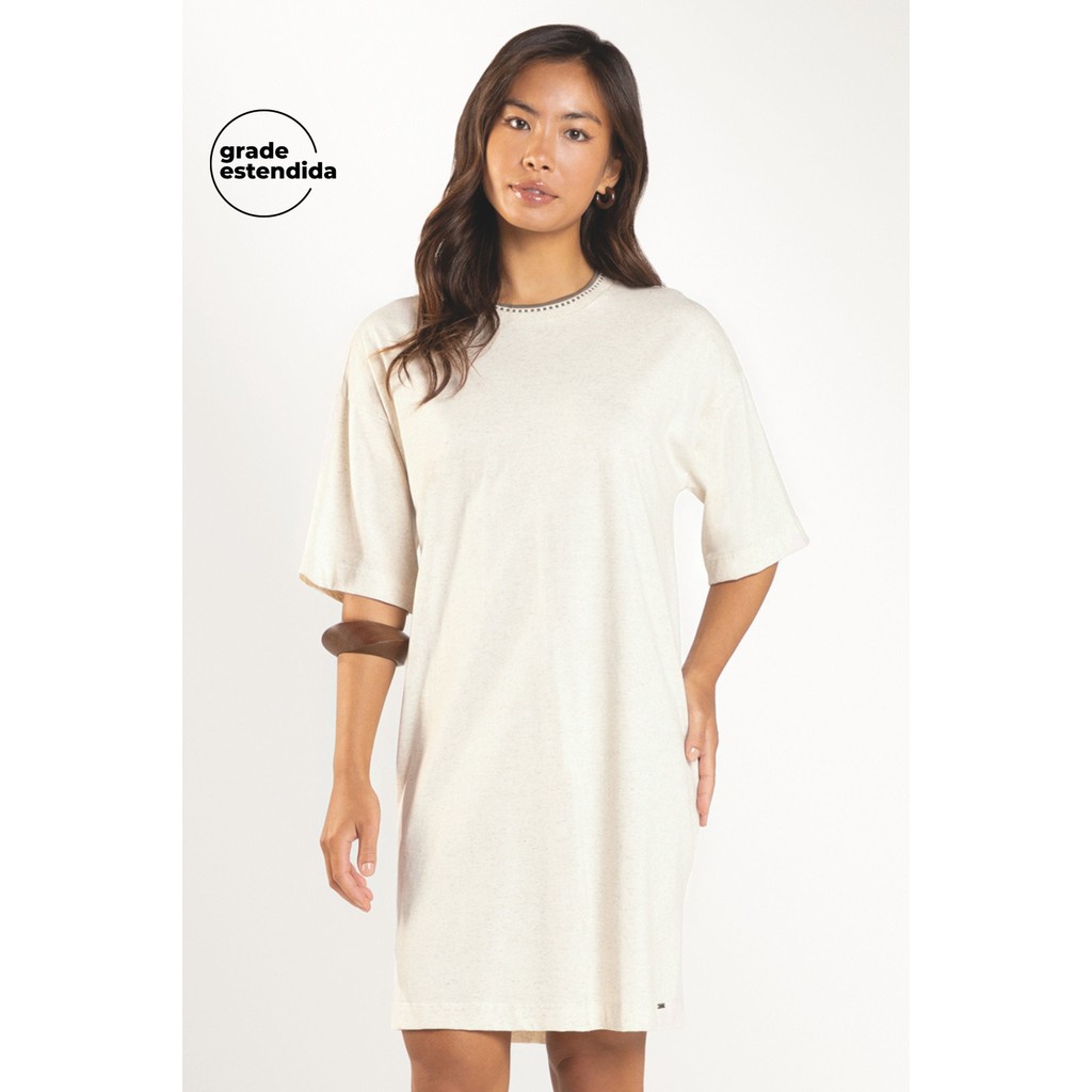 Vestido Feminino Reto Marialícia Bege - Women Clothes