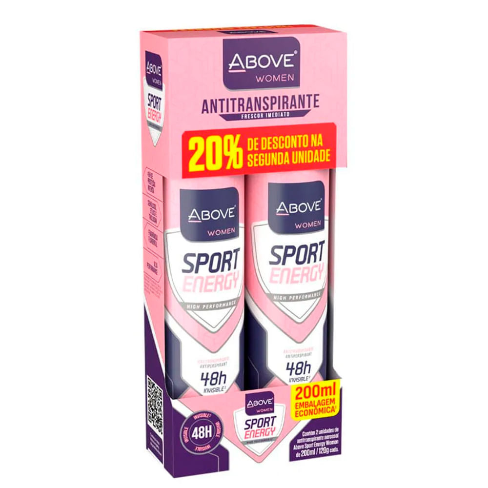 Kit Desodorante Aerossol Above Energy Women Com 2 Unidades 200ml - Beauty
