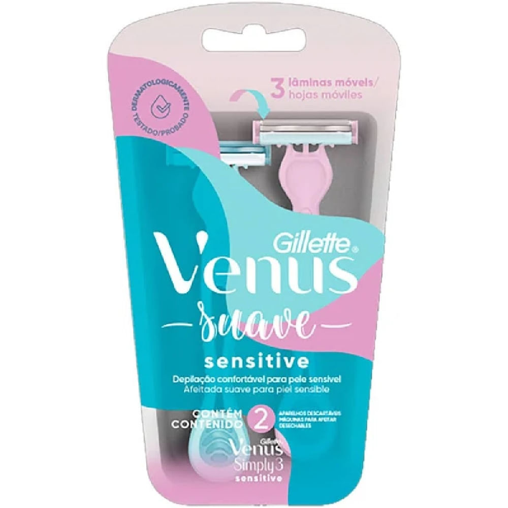 Aparelho Para Depilar Gillette Vênus Suave Sensitive - 2 Unidades - Beauty