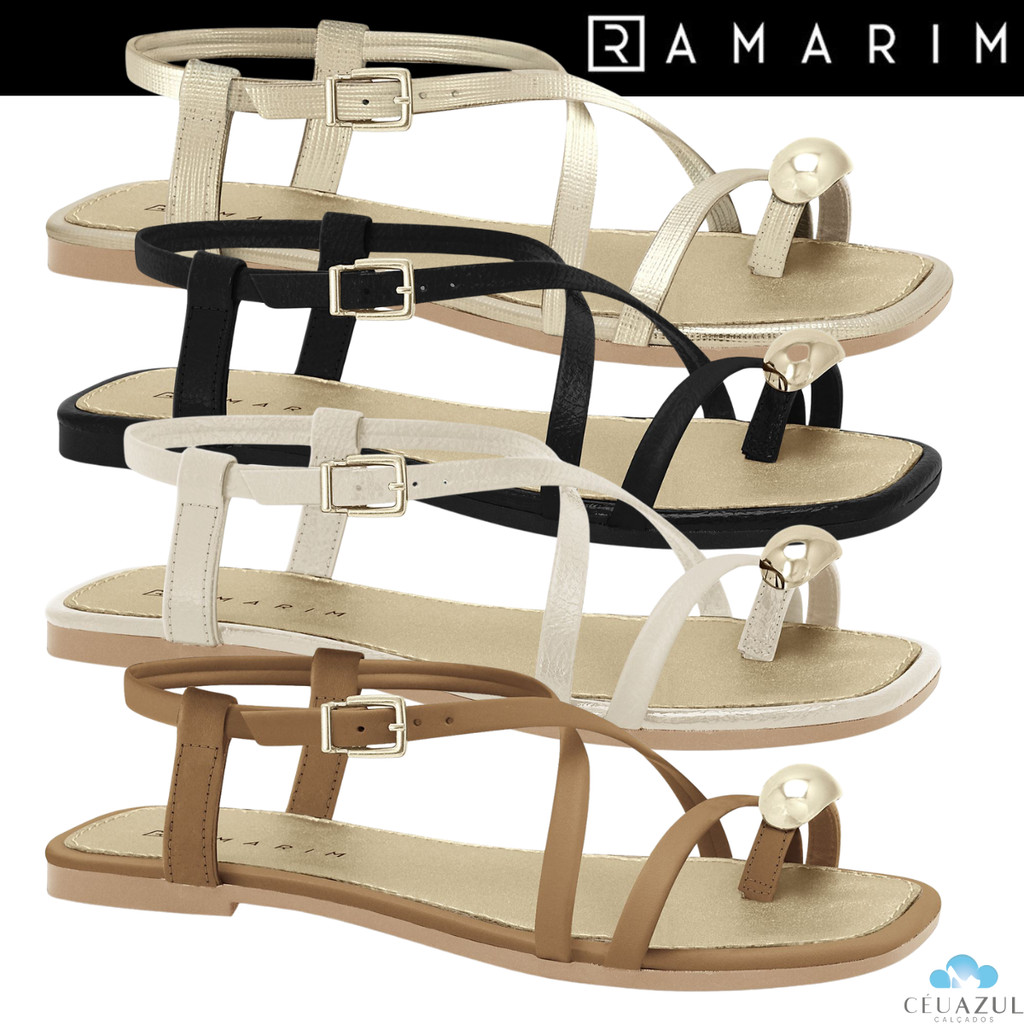 Rasteira Ramarim Feminina Dedo Detalhe Metálico Dourado em Oferta na Shopee