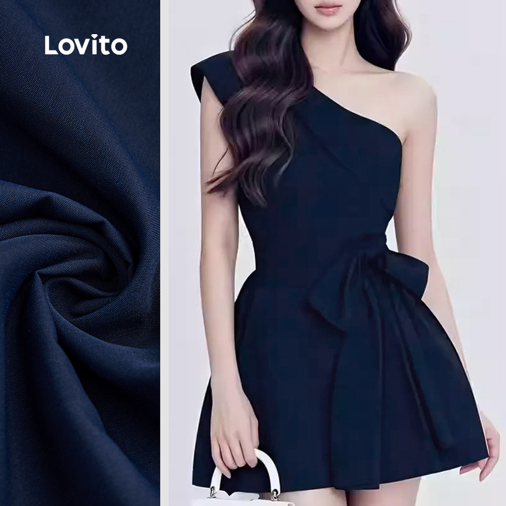 (New) Lovito Vestido Casual Zíper Assimétrico Primavera/verão Azul Marinho para Mulheres L143ED638 em Oferta na Shopee