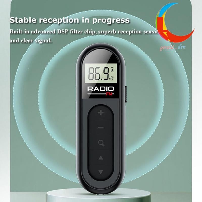 Mini Rádio FM De Bolso Recarregável Portátil 76-108MHZ Receptor De Com Luz De Fundo Display LCD Fio Fones De Ouvido De 3 — imagem 2 de 2