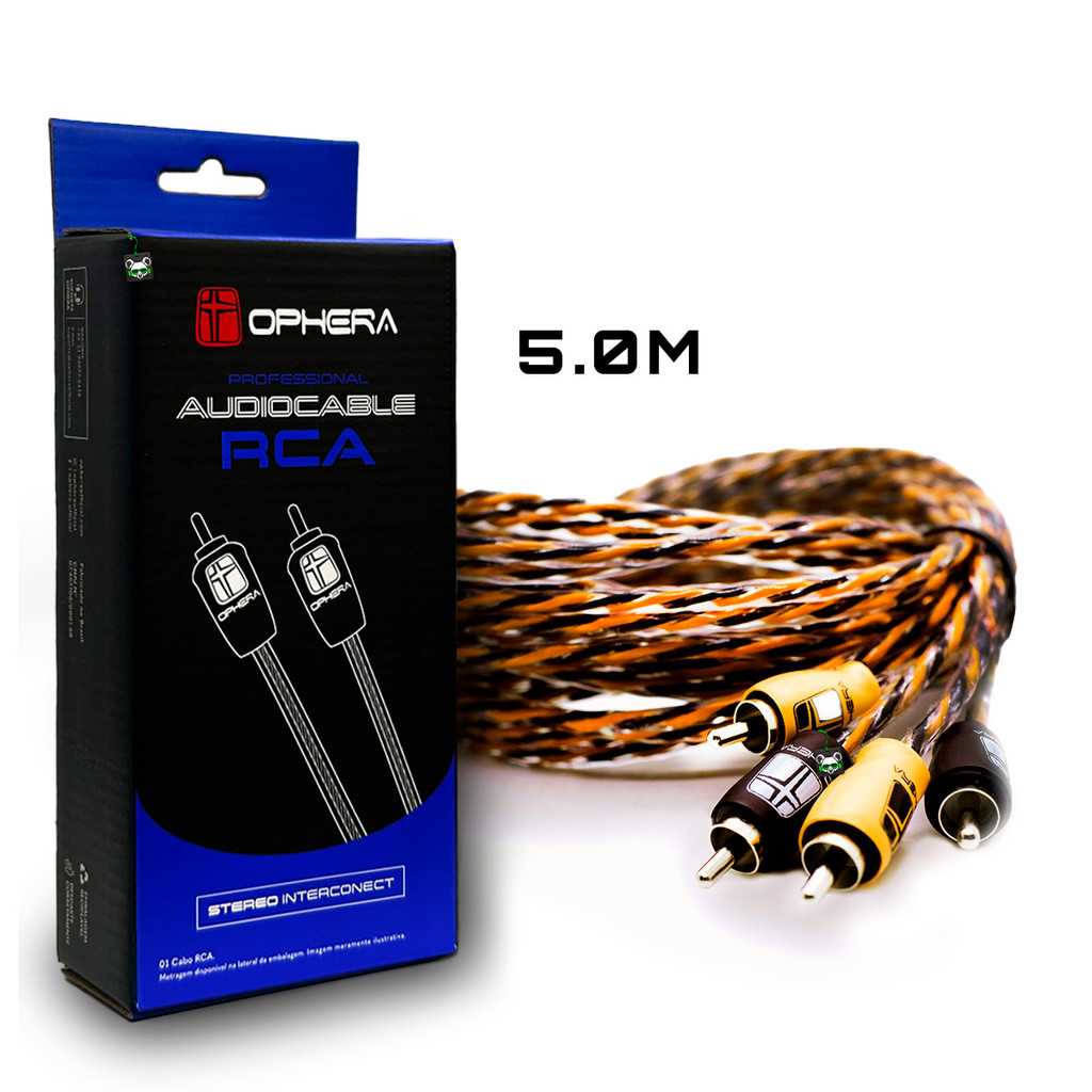 Cabo RCA 100% Cobre OFC Trançado Profissional Ophera Phantom em Oferta na Shopee