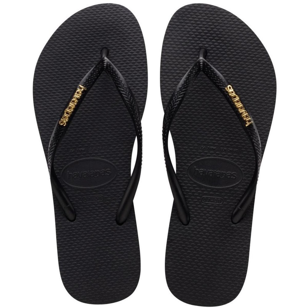 Chinelo Havaianas Slim Logo Metallic Feminino - Preto