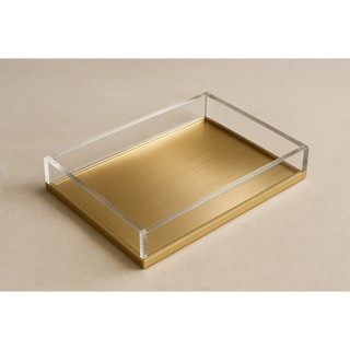 Bandeja Acrílica Dourada Luxo – Decorativa para Café, Perfumes ou Maquiagem
