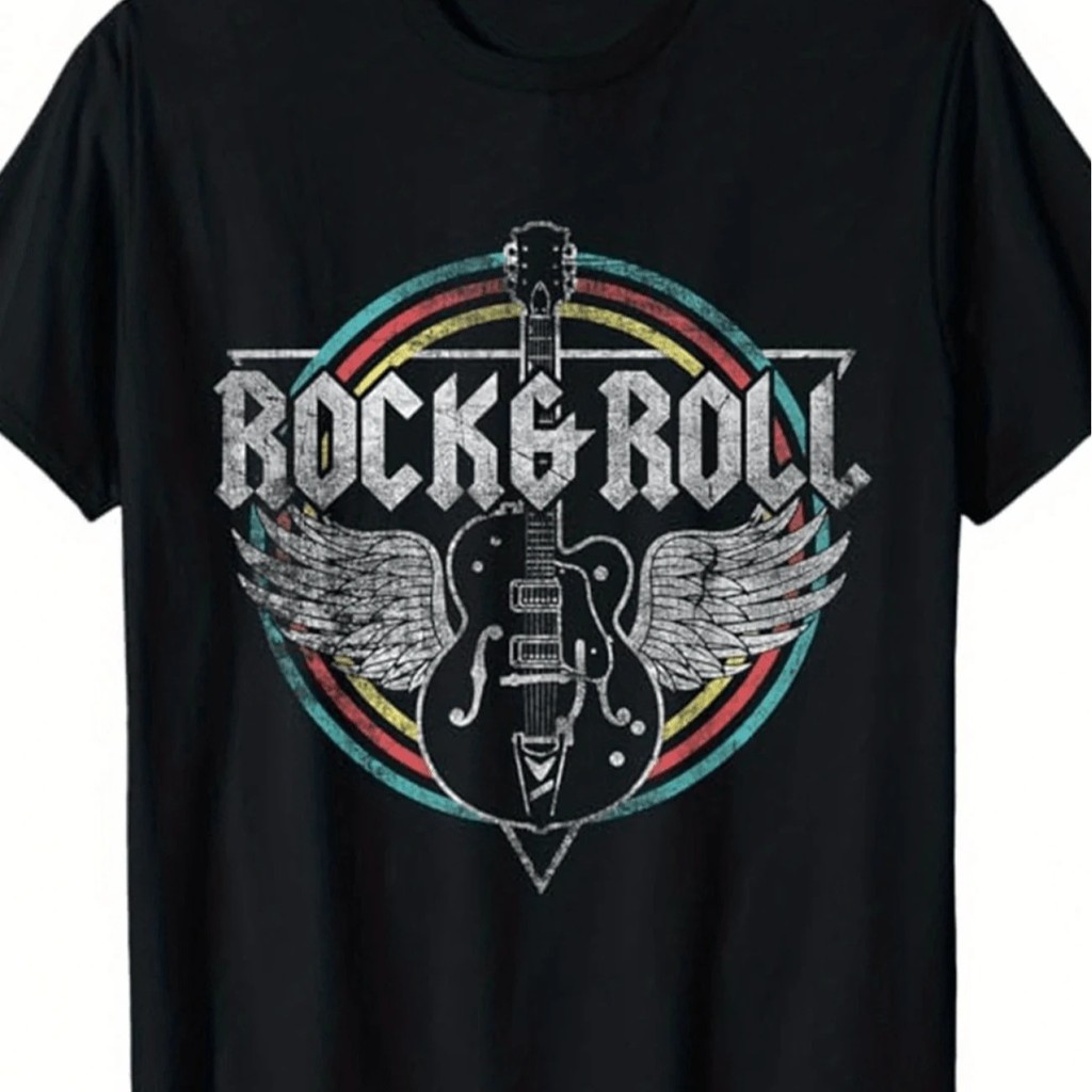 Bonito Camiseta Moda Estampa Guitarra De Rock,Camisa Unissex 100% Algodão Top Rua De Alta Qualidade em Oferta na Shopee