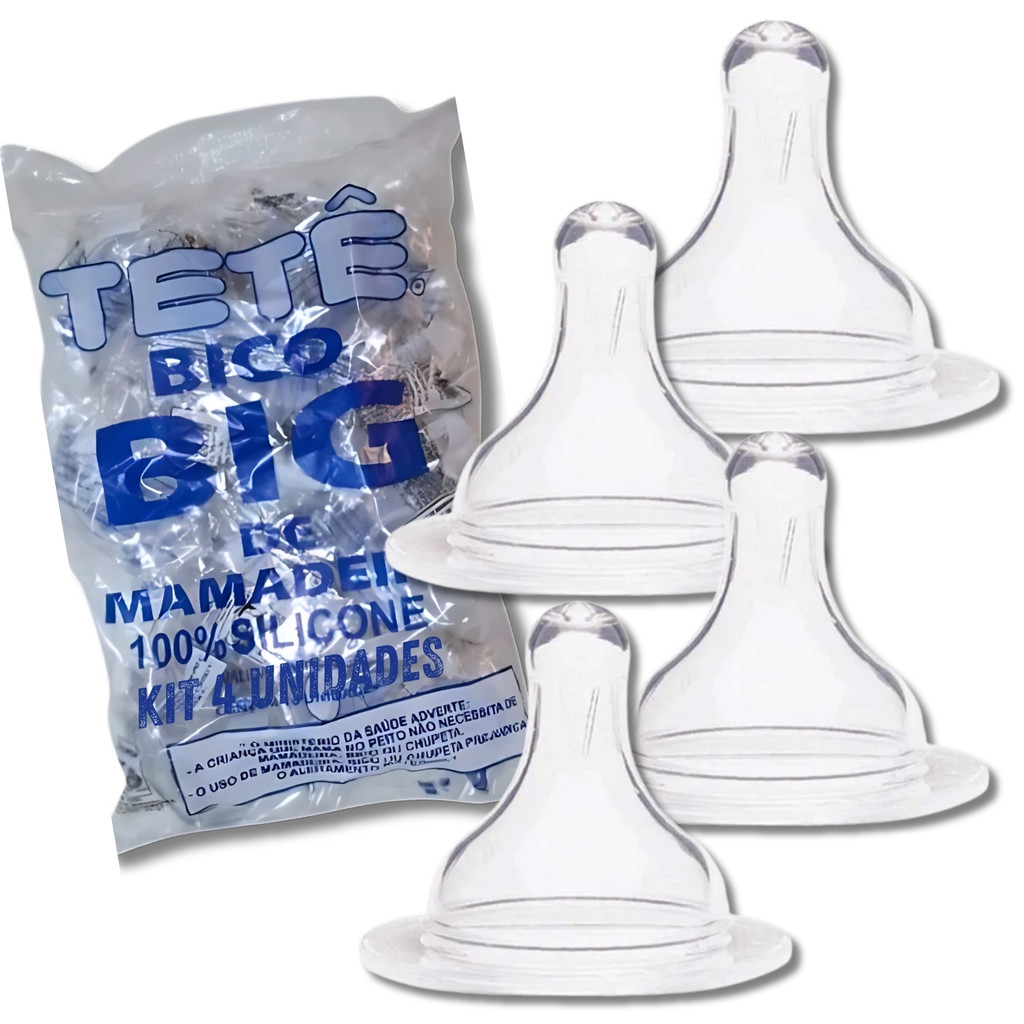 Kit Bico Big Redondo De Mamadeira Silicone 4 Unidades Tetê em Oferta na Shopee
