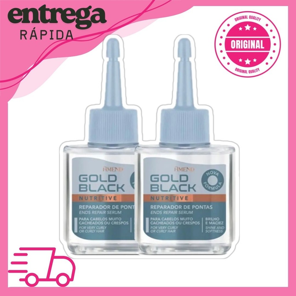 Kit 2 Óleo Reparador de Pontas Amend Gold Black Nutritivo 30ml
