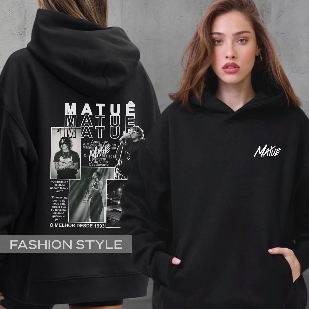 Moletom Matuê Rapper Trap Estampa Tumblr Musicas Frase Álbum Gorila Roxo Tue Agasalho Blusa Algodão Preta