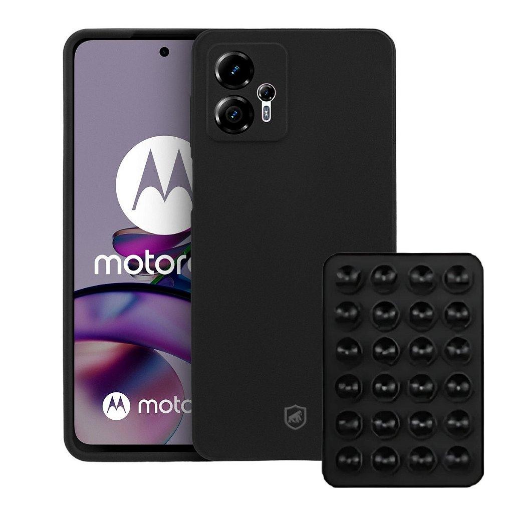 Kit Capa case capinha Silicon Veloz para Motorola Moto G13 +Ventosa Preta