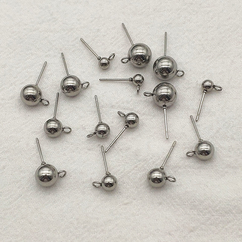 Brincos De Bolinha Com Anel 100% Aço Inoxidável 500 Peças 4/5/6mm