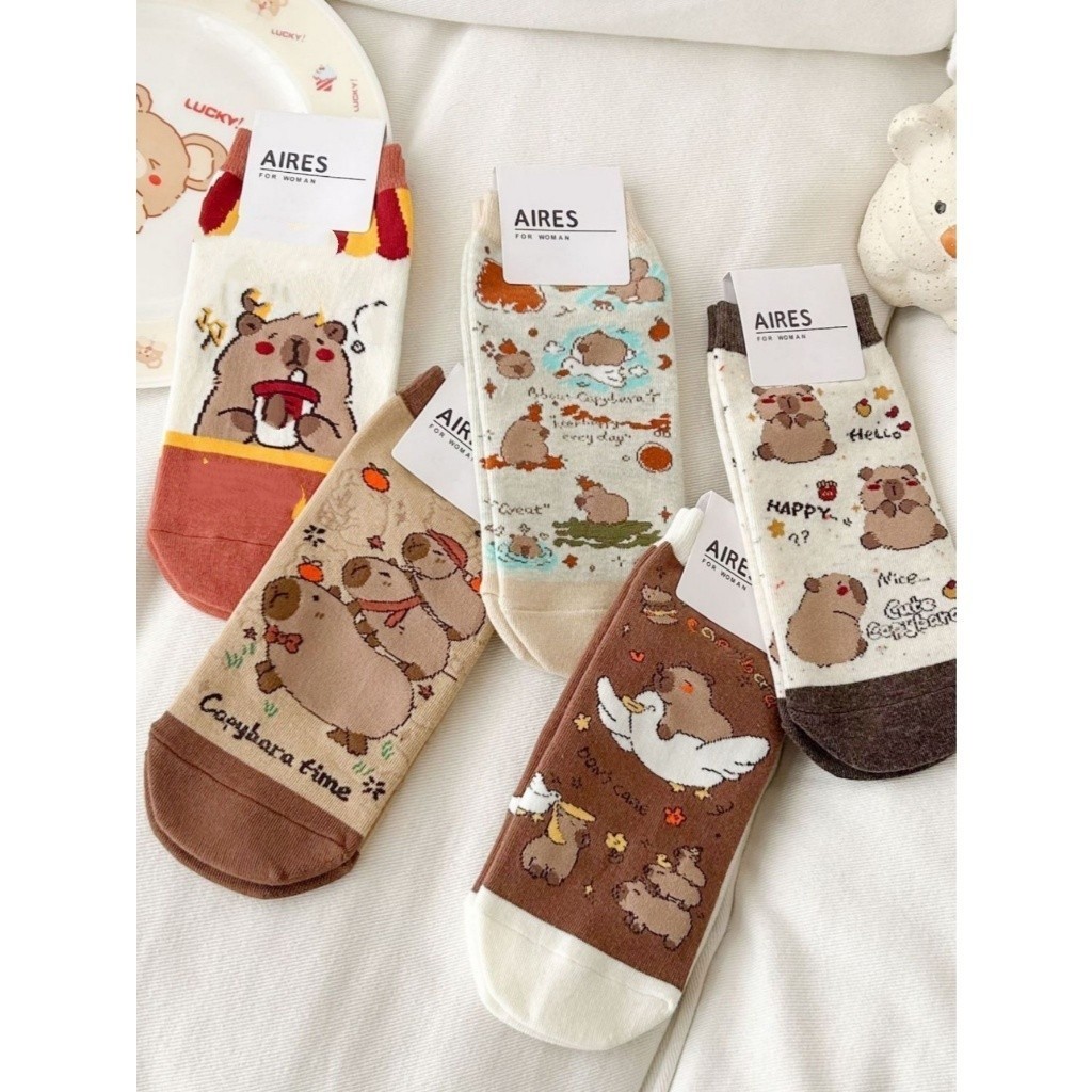 Meias Curtas divertidas unissex com estampa de capivara e para conforto e estilo em Oferta na Shopee