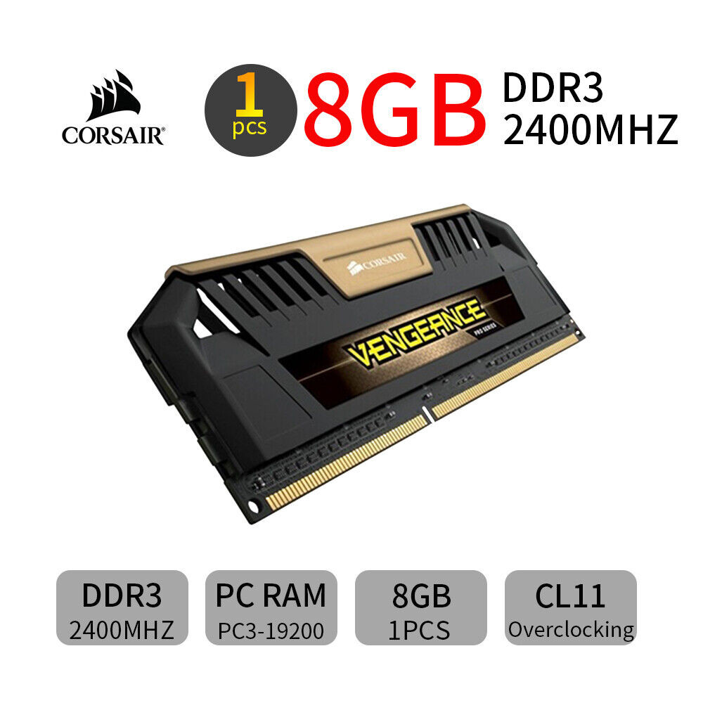 Para Corsair Vengeance Pro 8GB DDR3 OC 2400MHz PC3-19200U Desktop PC Memória RAM Ouro