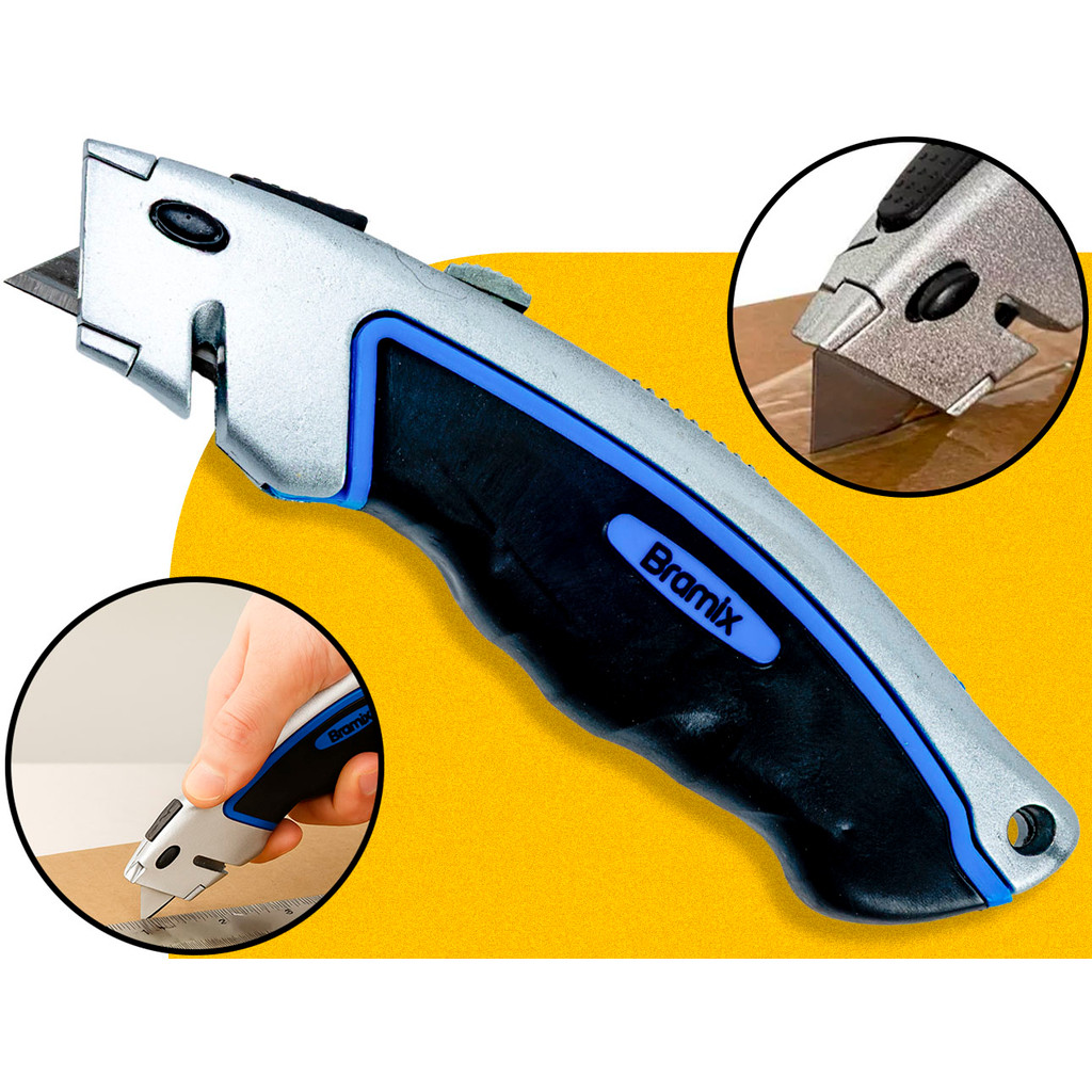 Estilete Profissional Trapezoidal Bramix 4 Lâminas Refil P/ Corte de Papel Plástico E Materiais Diversos em Oferta na Shopee