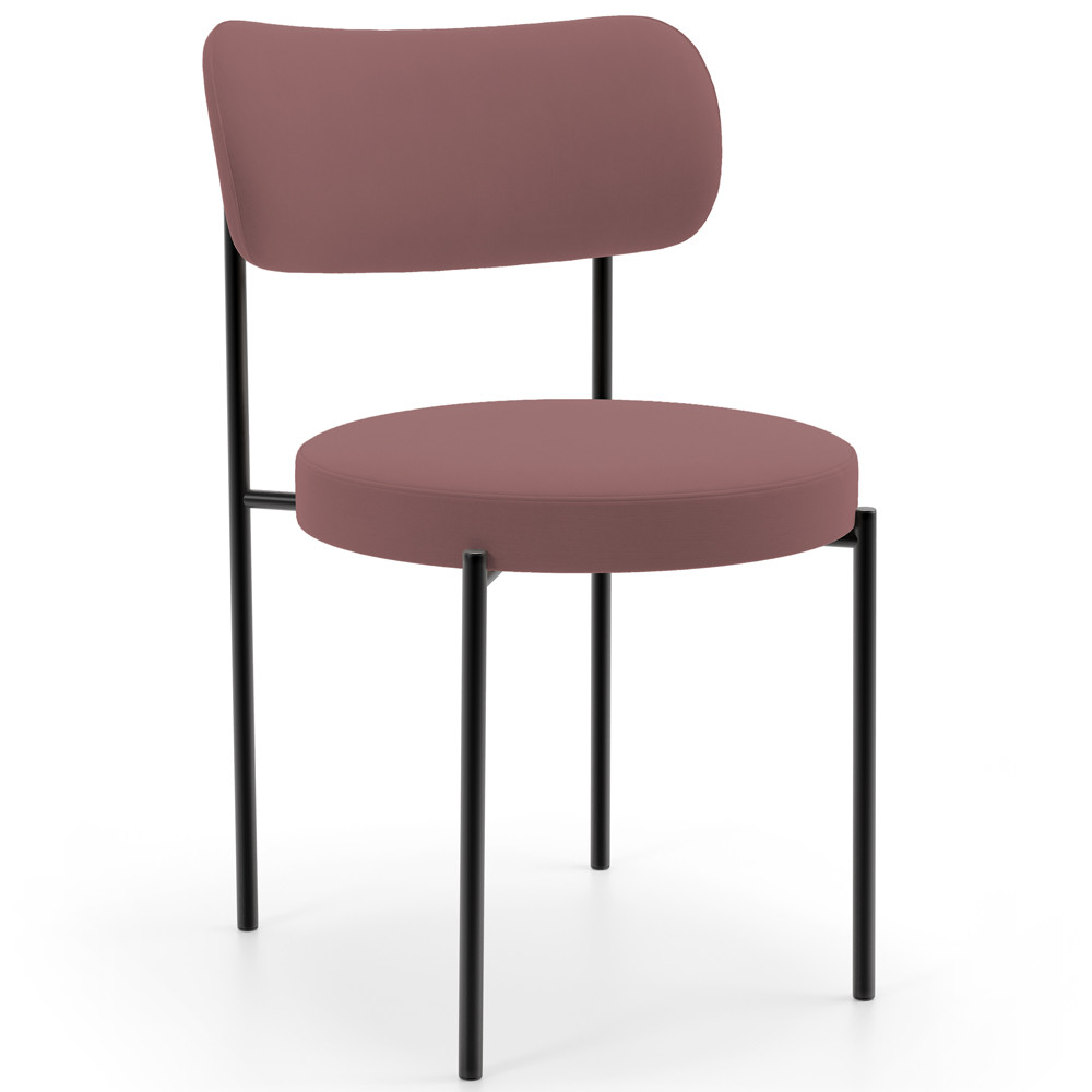 Cadeira Decorativa Estofada Para Sala De Jantar Louise L02 Suede Rosê  - Lyam Decor