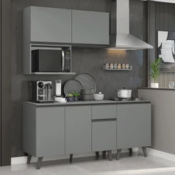 Armário de Cozinha Compacta 180 cm Cinza Nice Madesa 02