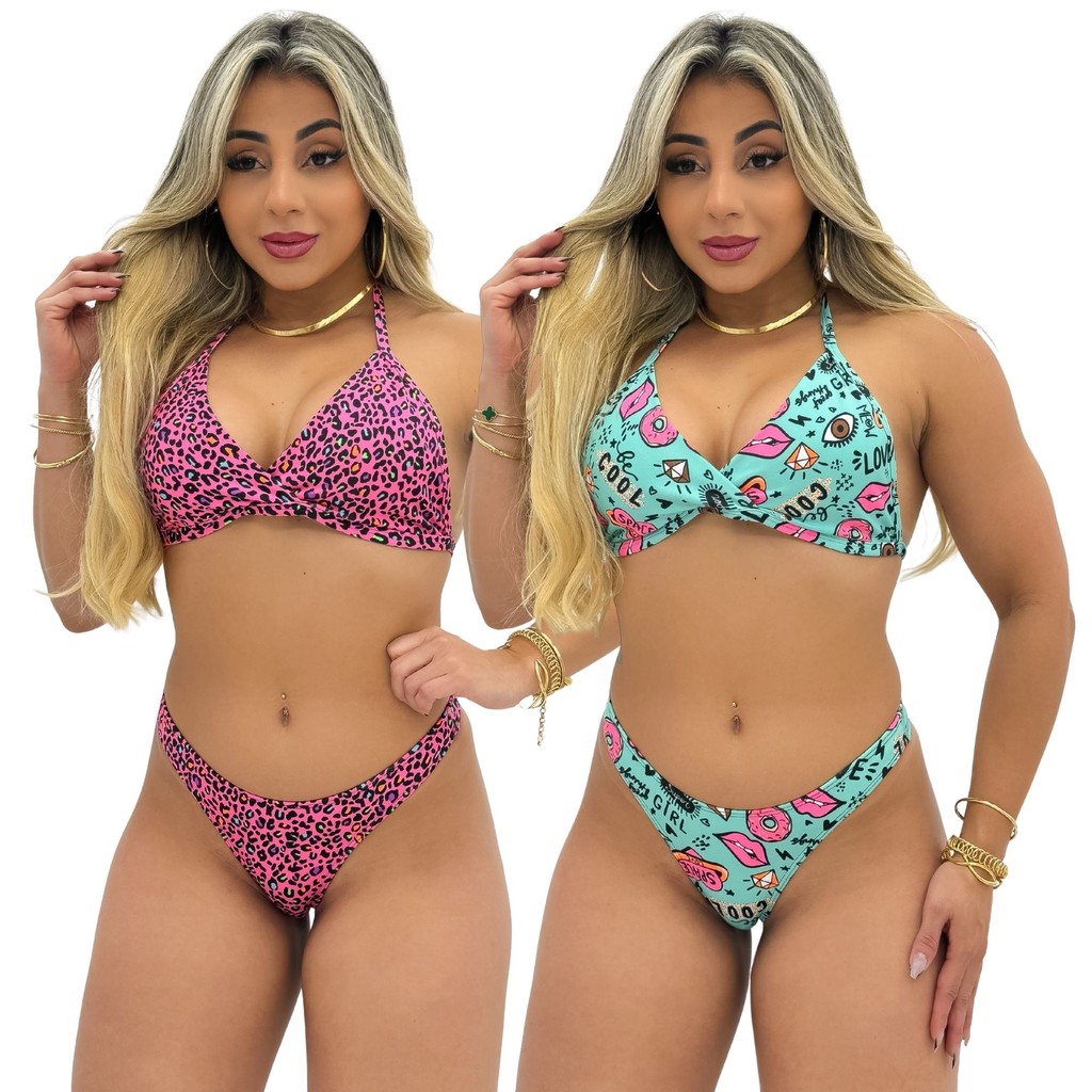 Conjunto de Biquíni Asa Delta Fio Dental Top Fixo Moda Praia Verão em Oferta na Shopee