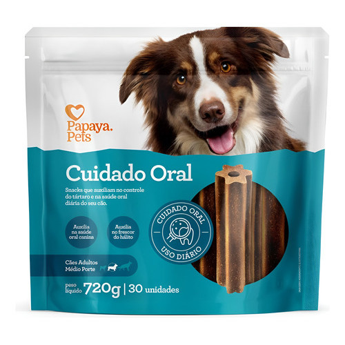 Petisco Pets Snack Cuidado Oral Cães Adultos Porte Médio 720g 30 unidades