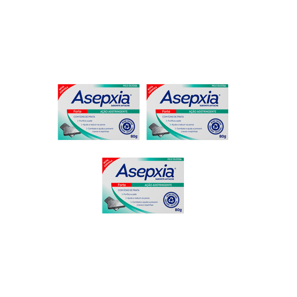 Kit com 3 Asepxia Sabonete Forte 80g em Oferta na Shopee