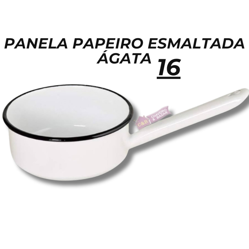 Panela Papeiro Esmaltada Ágata 16 1,1litros Ewel Branca