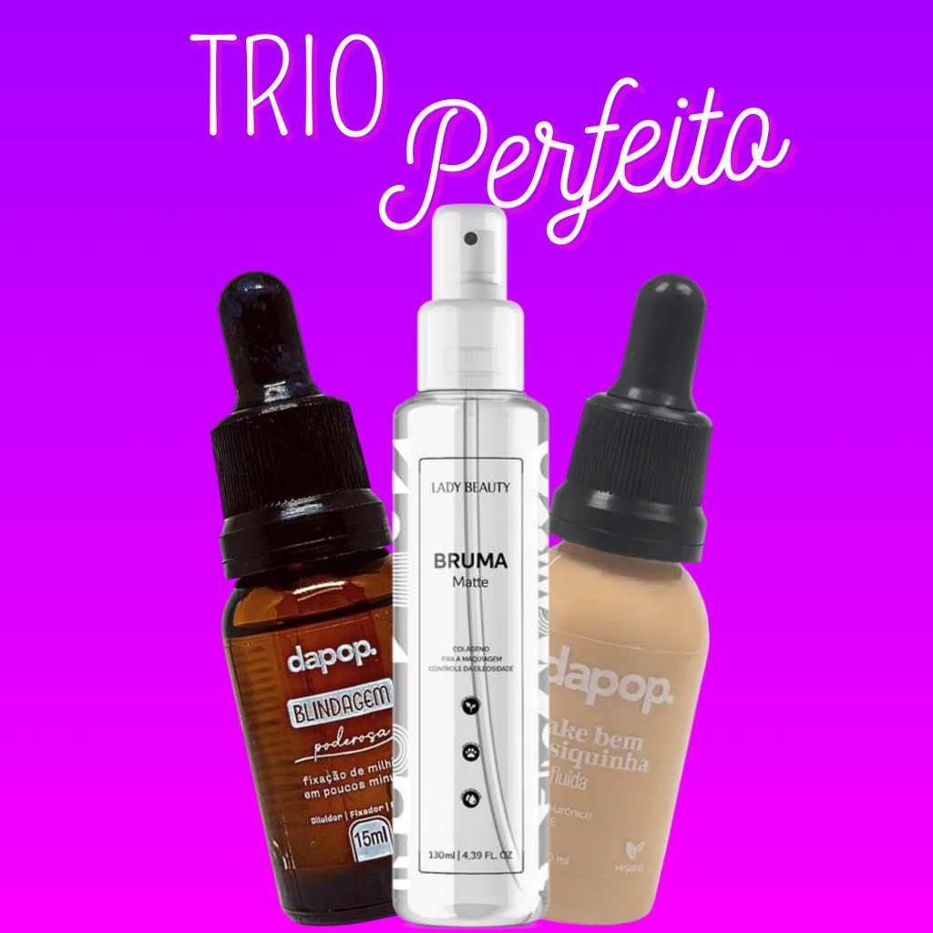 Kit Blindagem Poderosa 15 ml + Bruma Fixadora Matte Refrescante + Base Fluída Bem Basiquinha em Oferta na Shopee