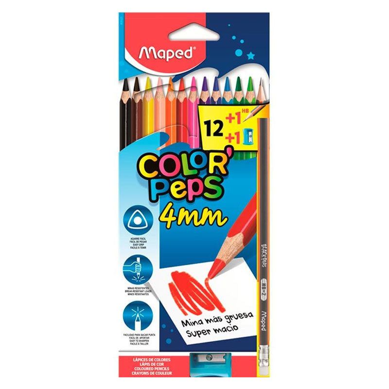 Lápis de cor Color'Peps Strong 4mm 12 cores 863412 Maped - Stationery