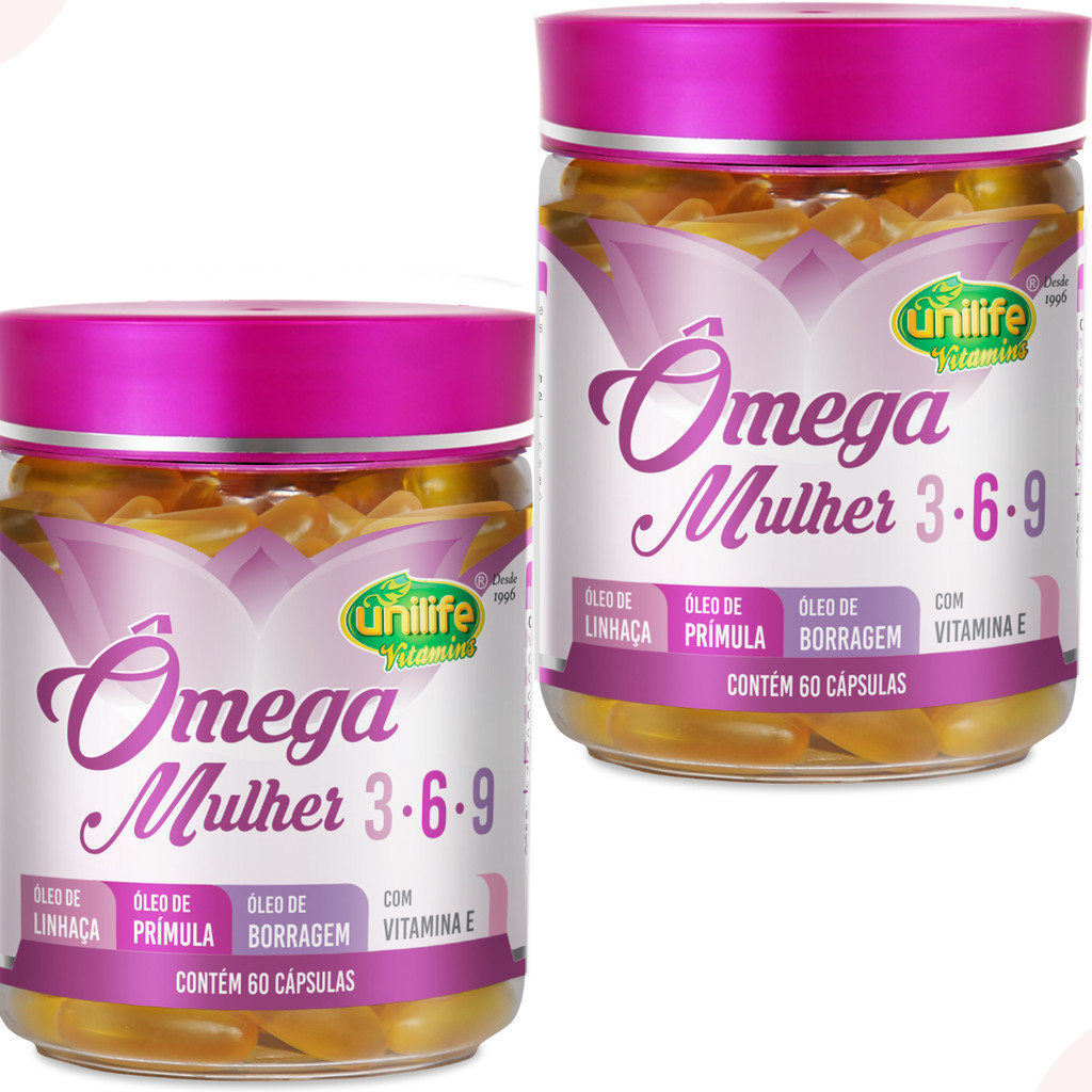 KIT 2 - Ômega 3 6 9 Saúde Mulher Com Vitamina E 60 Capsulas - Unilife