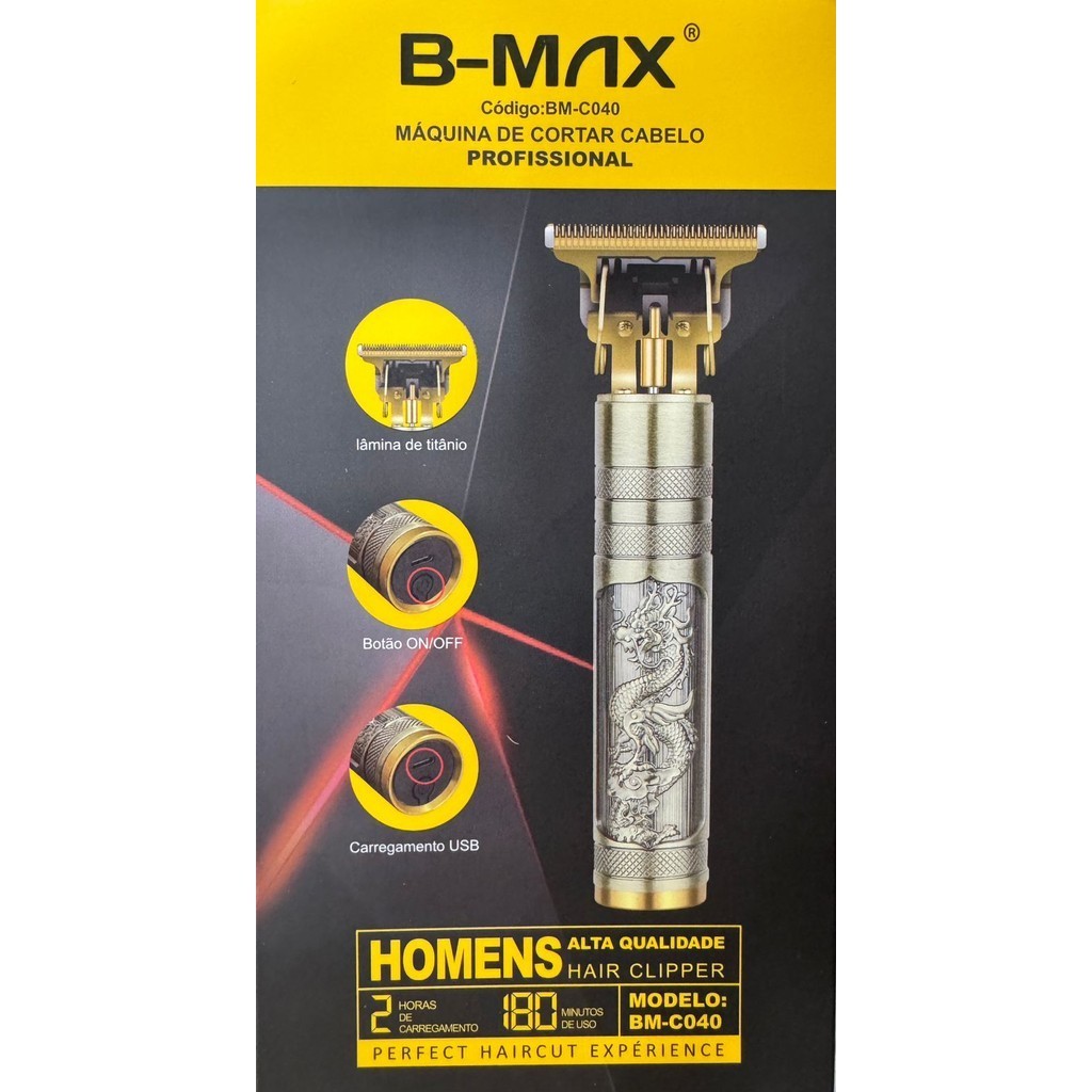 Máquina De Cortar Cabelo Profissional E Aparar Pelos Corpo Perna B-Max BM-040 máquina de dragão