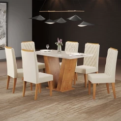 Mesa de Jantar 6 Lugares Constantine com Vidro