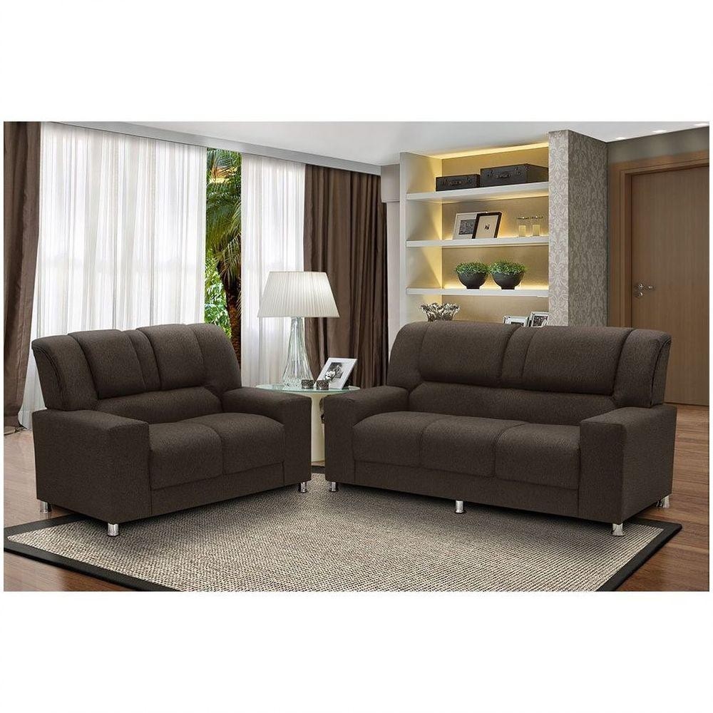 Conjunto Estofado Sandero 2 E 3 Lugares Paraná Marrom em Oferta na Shopee